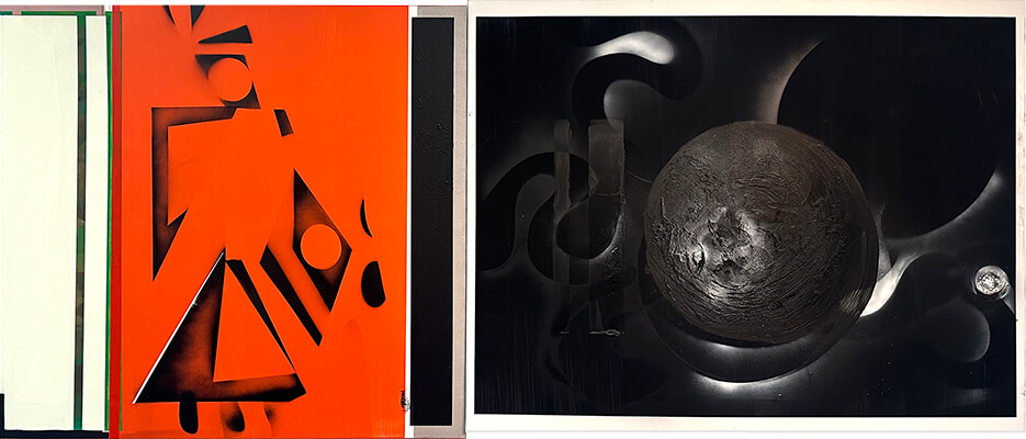 Journey, 2025, oil, acrylic and spray on canvas, 54 x 110 inches painting, Journey by Nola Zirin.