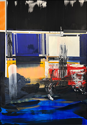 Sound View, 2025, oil, acrylic and spray on canvas, 72 x 52 inches painting, Sound Viw by Nola Zirin.