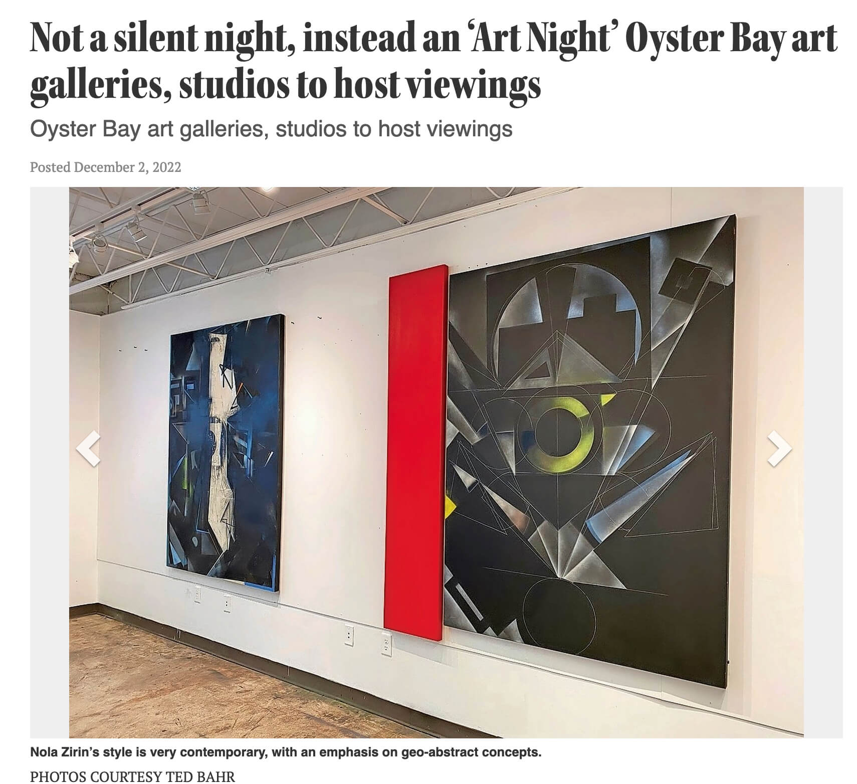 Oyster Bay feature on Nola Zirin - Art Night.