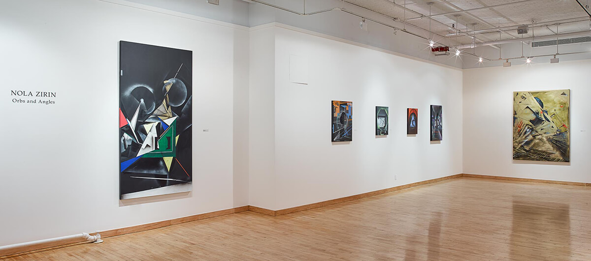 Exhibition by Nola Zirin entitled, Orbs and Angles, installation view