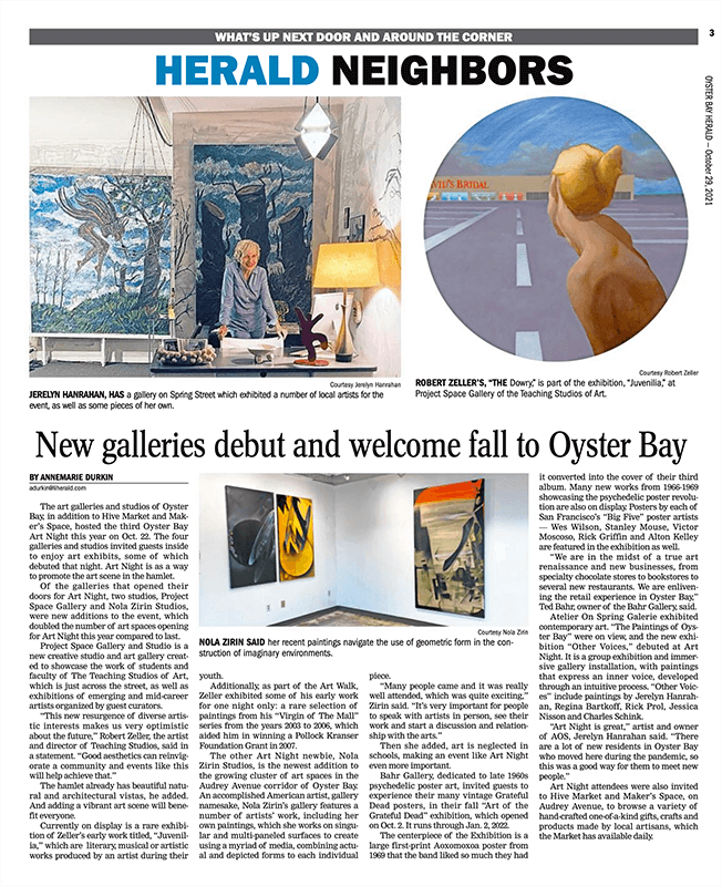 Oyster Bay Herald, Oct. 29, 2021, featuring Nola Zirin.