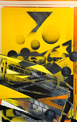 painting, Train to Coney Island by Nola Zirin.